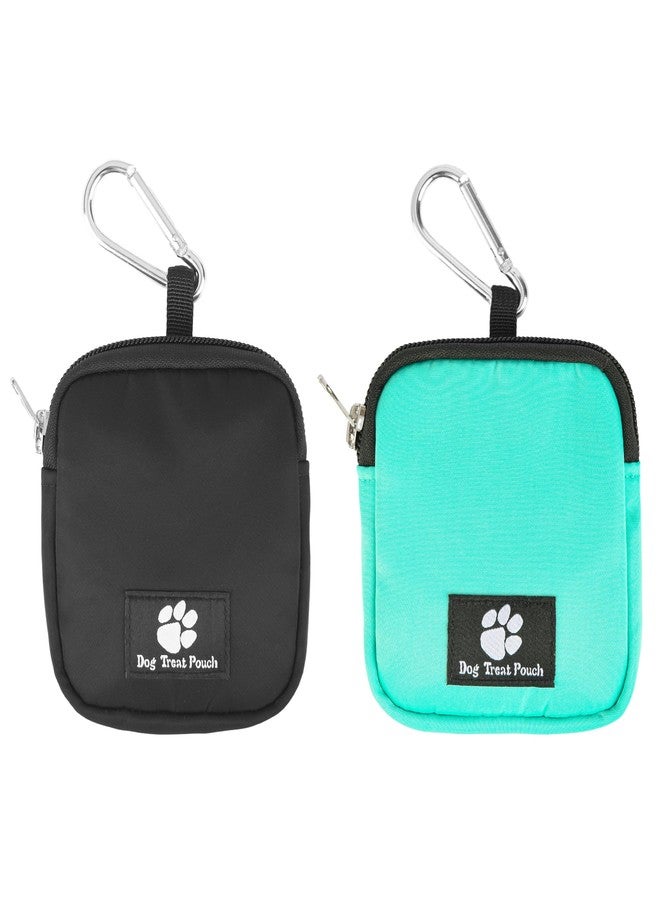 eBasics 2 Pack Small Dog Treat Carrier Pouch for Leash Dog Training Reward Pouch Snack Bait Bag Puppy Walking Treat Poop Bag Holder, Black & Blue - Image 1